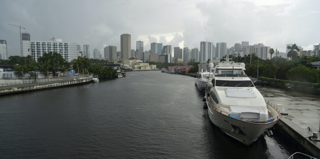 Yacht in Ship Canal Hurricane Season Miami Florida